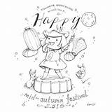 Festival Mid Autumn Coloring Drawing Happy Family Kids Festivals Celebrate Drawings Friends Getdrawings Meaningful Children Funny Collection Moon Webtech360 sketch template