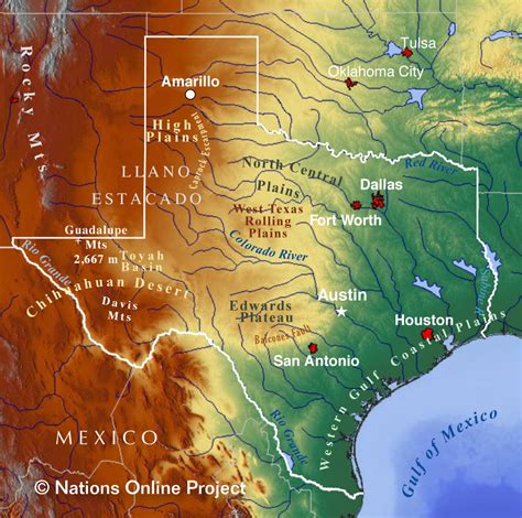 topographical map  texas  cities united states map