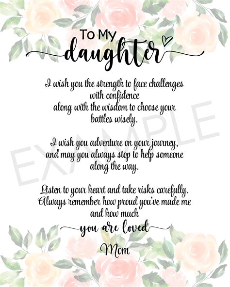 daughter printable poem  parents  mom  etsy