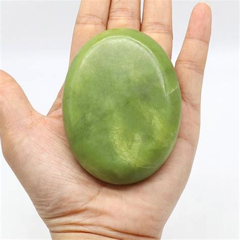 oval shape jade massage hot spa energy stone  facial body skin care