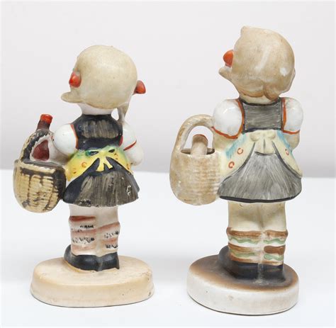 vintage ceramic figurines girls carrying baskets flowers etsy