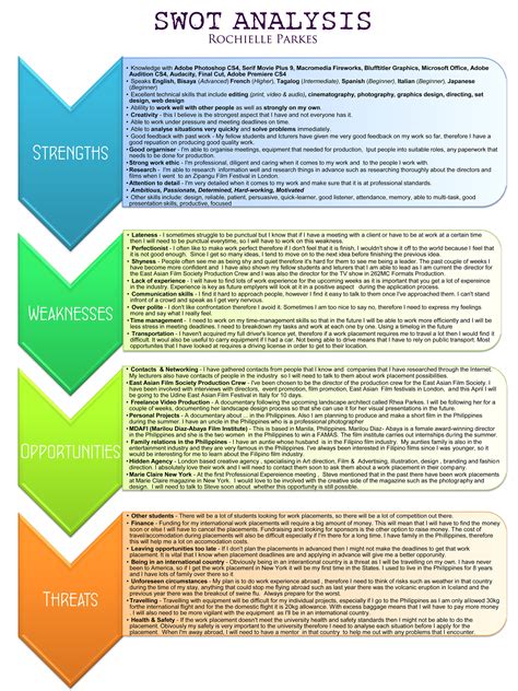 professional swot analysis  examples format  examples