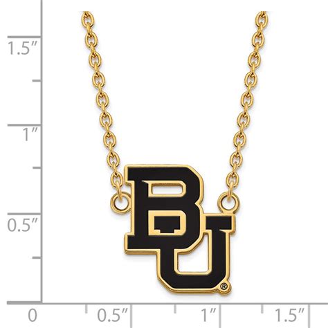 ncaa  gold plated silver baylor  large enamel pendant necklace