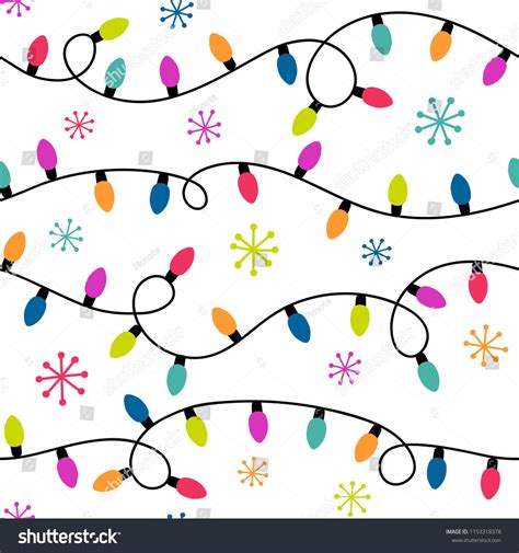 seamless pattern  colorful christmas light bulbs  snowflakes