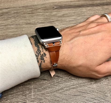 bronze leather apple  band strap elegant slim iwatch band adjustable apple  band mm