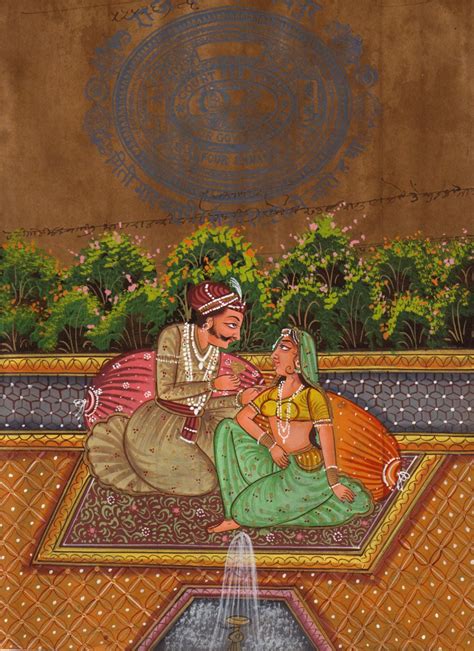 Moghul Mughal Miniature Handmade Erotic Harem Painting Old Royal Stamp