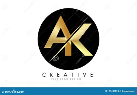 ak   golden letter logo design   creative cut stock vector illustration  artistic