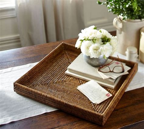 large woven square tray pottery barn