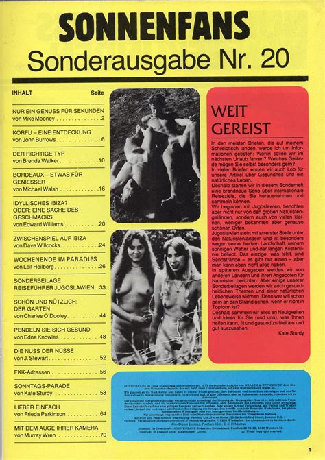 Sonnenfans Special Issue 1984 N20 Naturist Magazine Magazine Etsy Canada