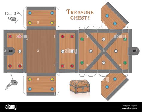 foldable printable treasure chest template