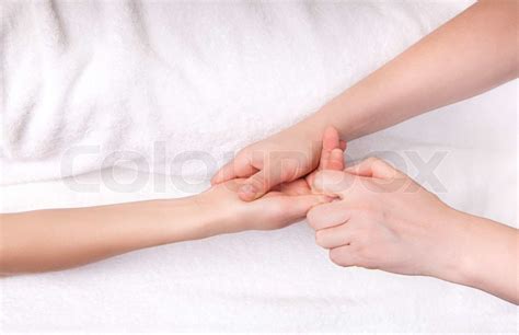spa therapist   finger massage stock image colourbox