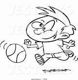 Boy Basketball Cartoon Outline Dribbling Vector Coloring Ron Leishman Royalty sketch template