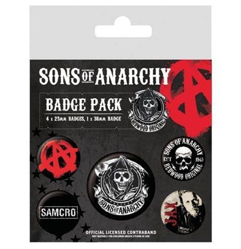official sons of anarchy pin badge pack buy online on offer