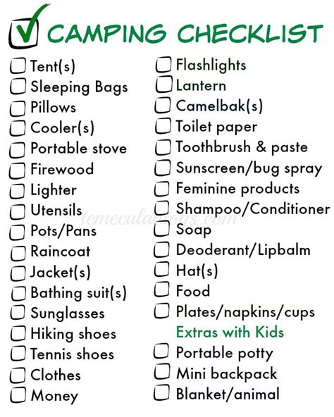 printable camping checklist camping essentials list camping