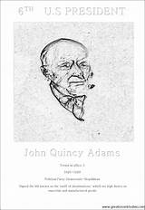 President 6th Coloring Quincy Adams John Paper sketch template