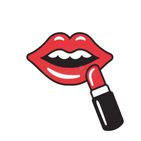 Lips With Red Lipstick Stock Vector Illustration Of Love