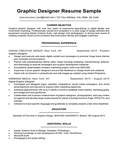 graphic design resume sample writing tips resume companion