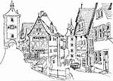 Germany Coloring Pages Therapy Rothenburg Color sketch template