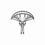 Fallschirm Fallschirmspringer Doodle Fliegen Umriss Gezeichneten Vektoren sketch template
