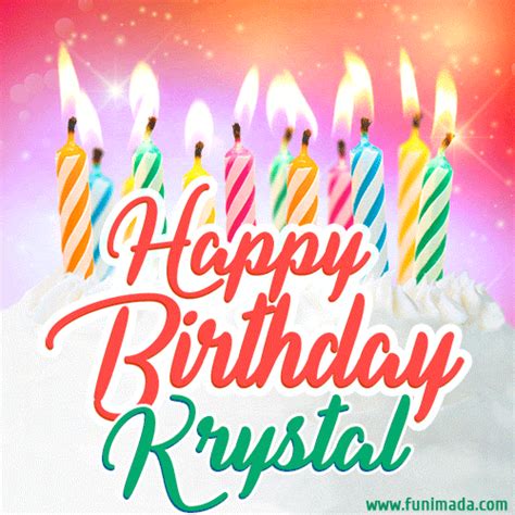 happy birthday gif  krystal  birthday cake  lit candles