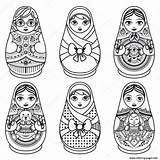 Doll Russian Matryoshka Coloring Nesting Pages Dolls Folk Printable Drawing Babushka Illustration Da Disegni Vector Russa Colorare Print Di Matrioska sketch template