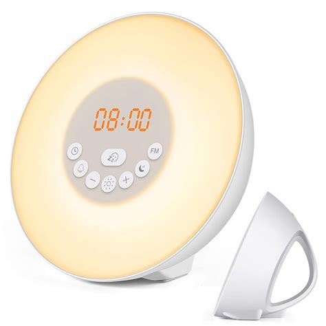 wake  light alarm clock  colored sunrise simulation sleep aid feature dual alarm clock