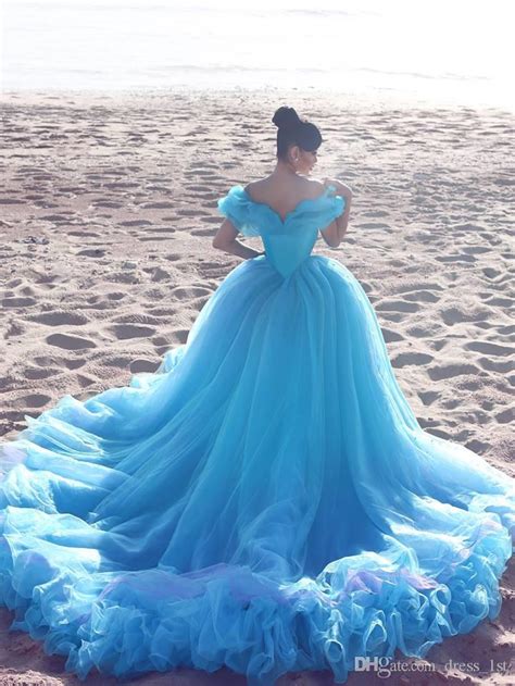 Light Blue Cinderella Ball Gown Quinceanera Dresses 2017 Off The