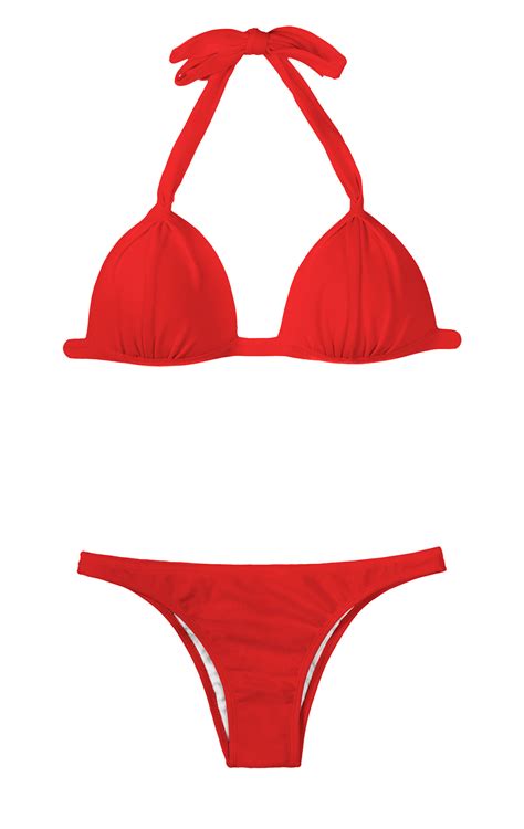 Two Piece Swimwear Red Padded Triangle Bikini Red Fixo Basic
