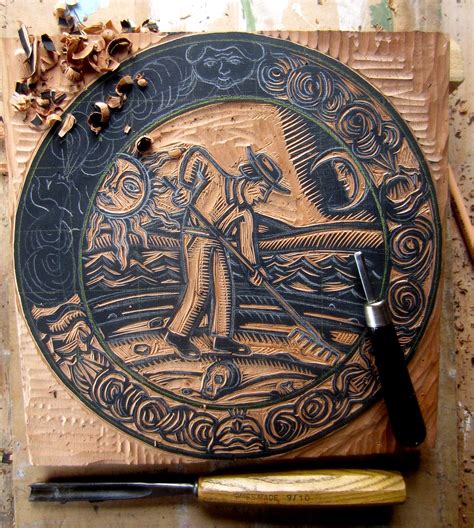woodblock carving process    block  carved fro flickr