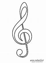 Clef Treble Music Coloring Color Clip Notes Musical Note Printcolorfun Outline Cleft Vector Will sketch template