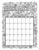 Coloring February Pages Calendar Printable Print Size sketch template