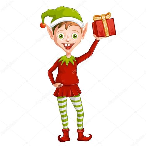 cute christmas elf holding a t — stock vector © analia26 58361021