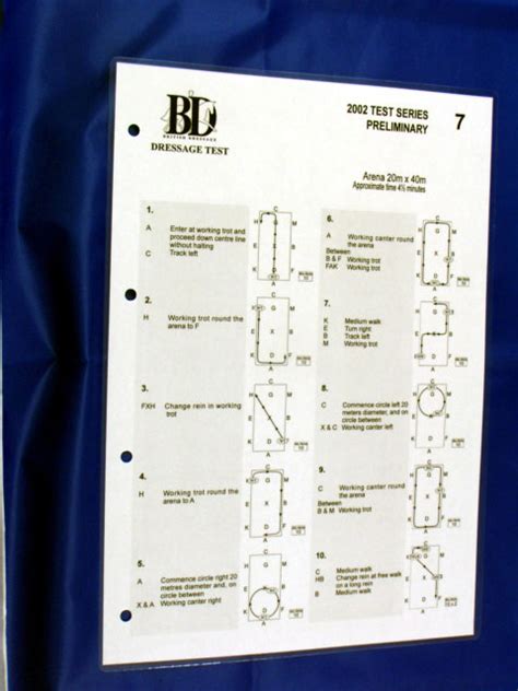 bds introductory   dressage test sheet laminated dressage