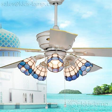 Elegant Rustic Stained Glass Ceiling Fan Lighting Ceiling Fan With