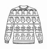 Christmas Sweater Ugly Coloring Sheets Colouring Pages Jumper Template Jumpers Xmas Sweaters Sheet Color Clip Fashion Drawing Printables Winter Kids sketch template