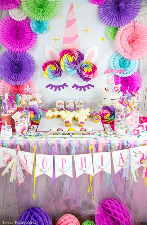 magical unicorn birthday party decorations diy press print party