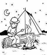 Camping Coloring Pages Camp Printable Sheet Campfire Preschool Fire Evening Tent Kids Sheets Colouring Summer Place Book Boy Marshmallows Fun sketch template