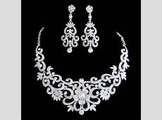 Inspired Swarovski Crystal Bridal Jewelry set, Wedding Flower Necklace