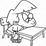 Bored Cartoon Student Illustration Stock Class School Vector Kid Kids Lodestar Interested Sleepy Depositphotos They Than sketch template