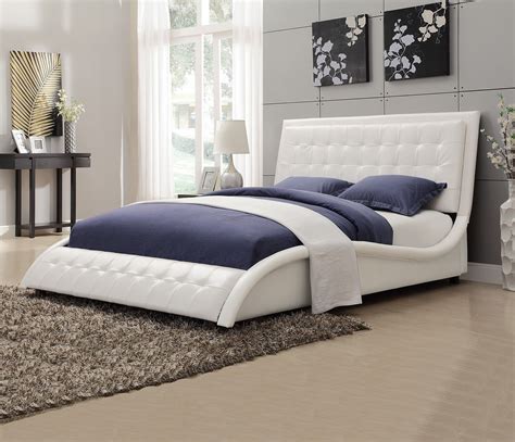 tully white king platform upholstered bed  coaster
