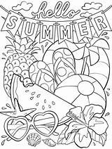 Coloring Summer Pages Kids Printable Print Hello Them sketch template