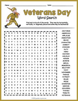 veterans day word search fun  puzzles  print tpt
