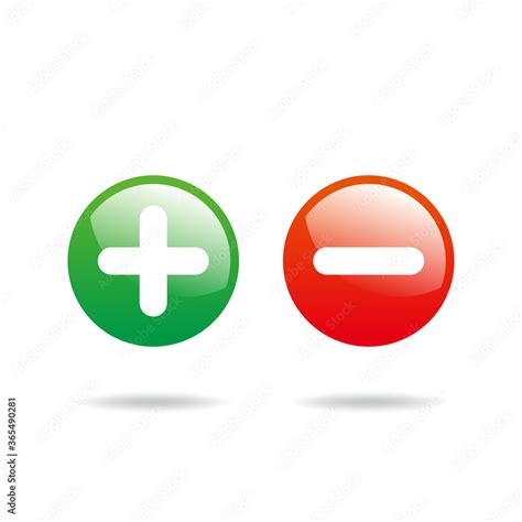 positive  negative glossy icon  green  red color positive  negative sign  symbol