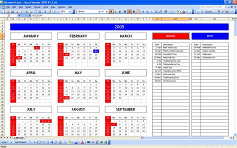 calendar template  excel customize  print