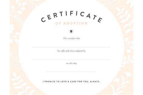 pretty fluffy  printable adoption certificate  printable