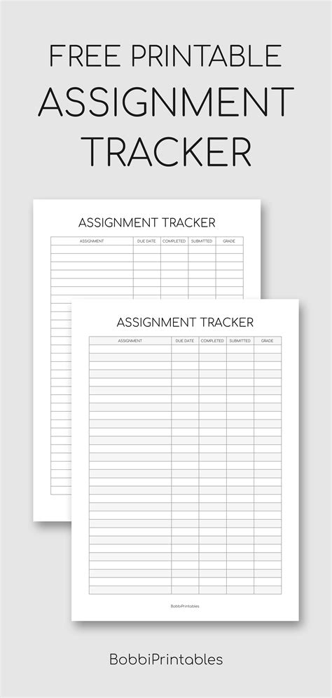 printable assignment tracker  printable assignment tracker