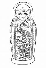 Russian Dolls Coloring Pages Adults Doll Colouring Printable Color Russia Russe Adult Print Coloriage Flowers Babushka sketch template