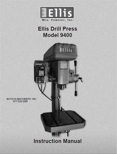 Ellis Drill Press Model 9400 Instruction Manual Booklet – Batavia