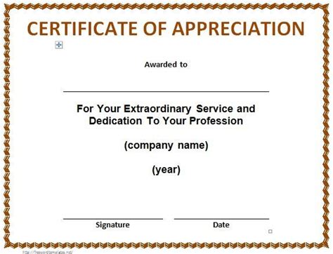 certificate  appreciation templates  letters certificate