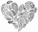 Paisley Coloring Pages Printable Heart Adults Pattern Mandala Adult Drawing Aesthetic Print Easy Adulte Coloriage Funny Designs Color Crazy Clip sketch template